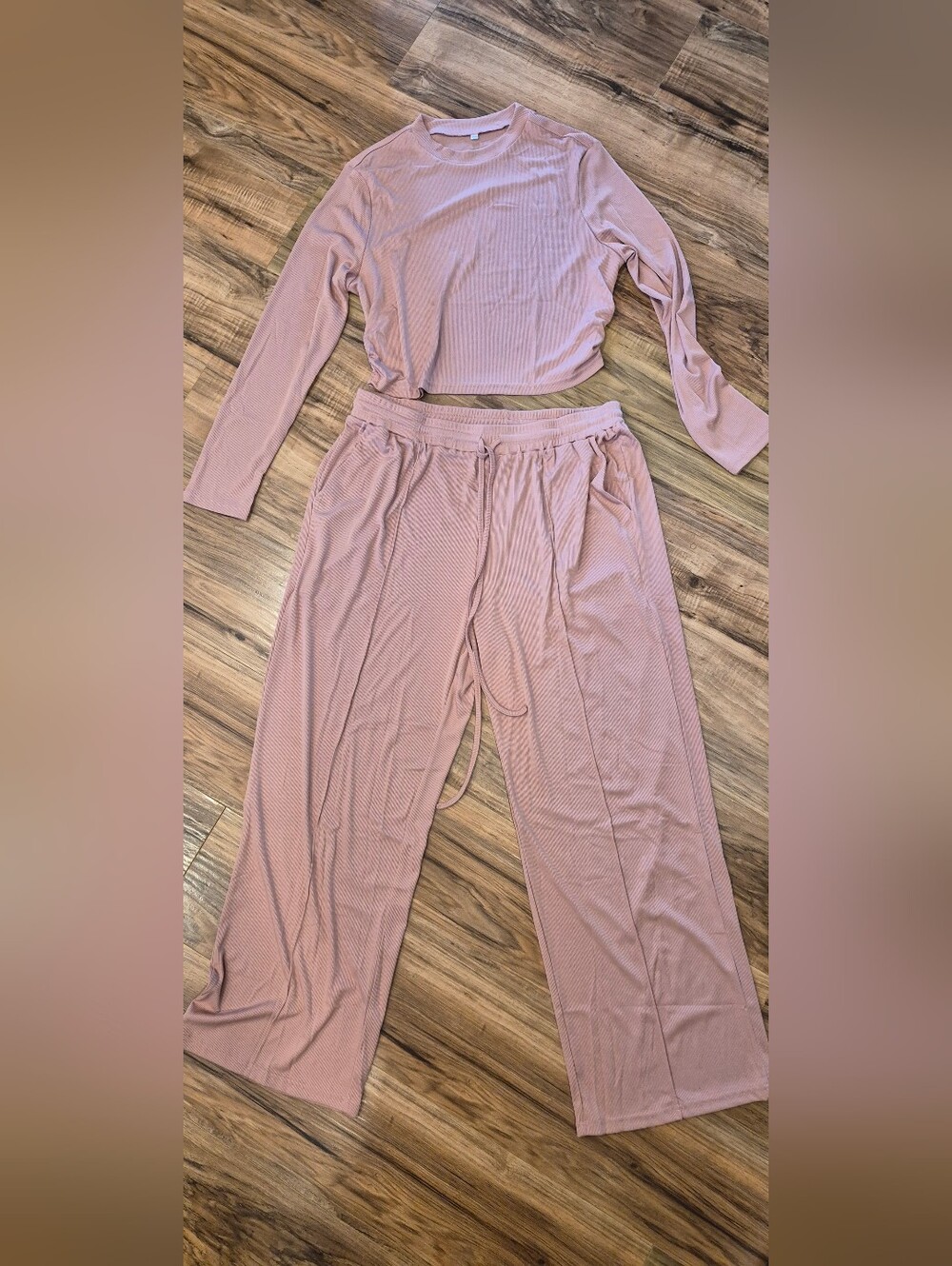 💙 Women's Ribbed Loungewear Set - Dusty Pink